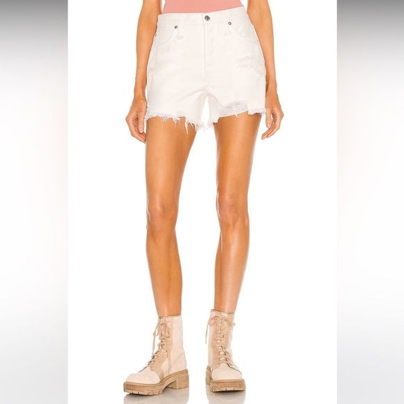 Free People Women's Makai Cutoff Jean Shorts size 25 NWT Bright White Button Fly - Picture 2 of 11